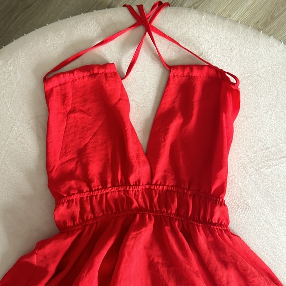 Red Ruffle Dress Size Small - Picture 2 of 6